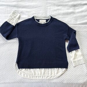 Navy Blue Sweater with White Accents